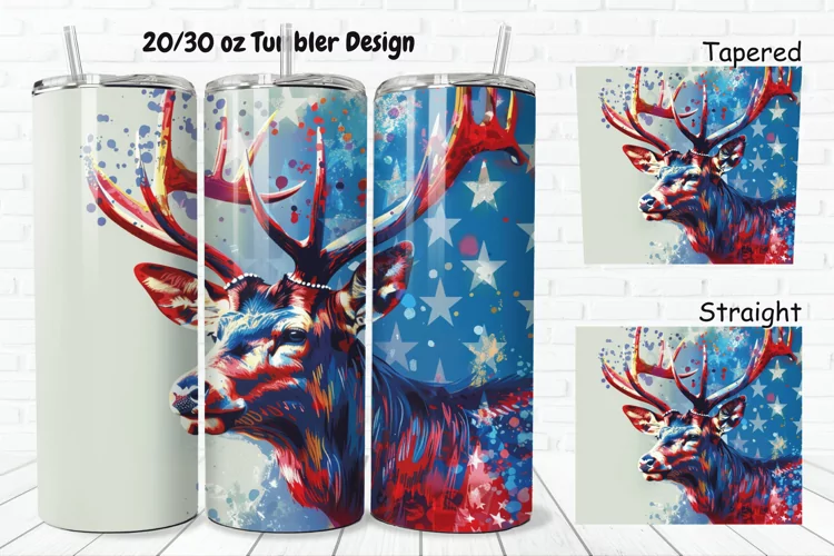 3D 4th Of July Deer 20/30oz Skinny Tumbler