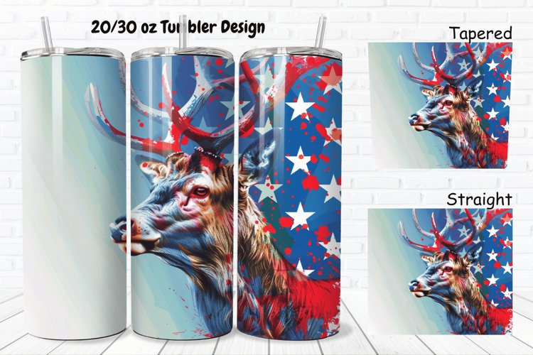 3D 4th Of July Deer 20/30oz Skinny Tumbler