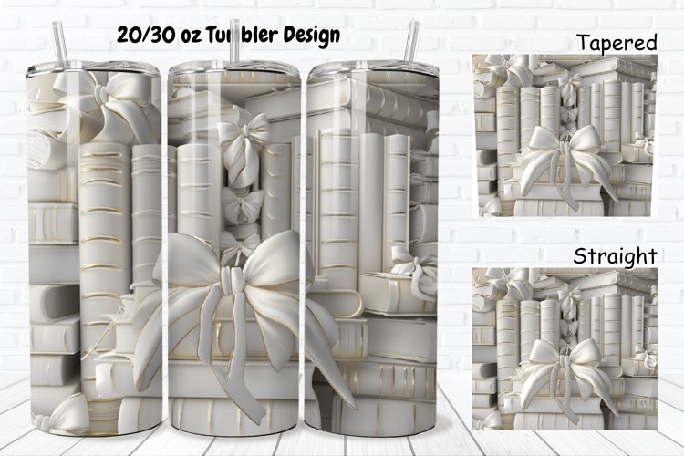 3D About Books Bow Coquette 20/30oz Skinny Tumbler example image 1