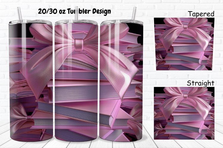 3D About Books Bow Coquette 20/30oz Skinny Tumbler example image 1