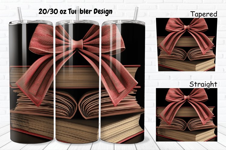 3D About Books Bow Coquette 20/30oz Skinny Tumbler example image 1