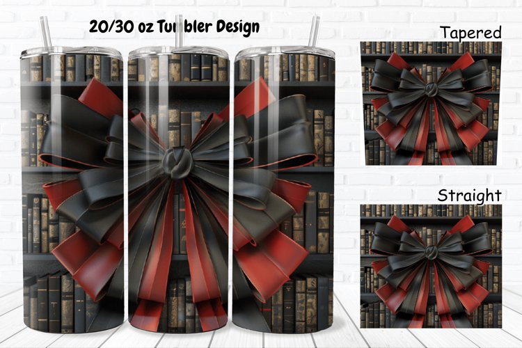 3D About Books Bow Coquette 20/30oz Skinny Tumbler example image 1