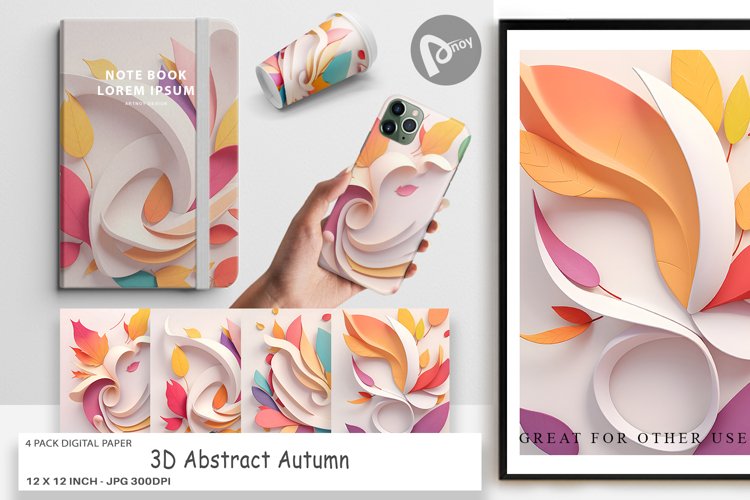 Digital Paper 3D Abstract Autumn example image 1