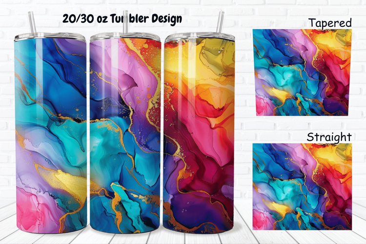 3D Abstract Boho Alcohol Ink 20/30oz Skinny Tumbler