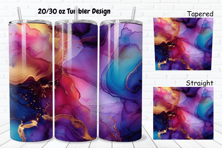 3D Abstract Boho Alcohol Ink 20/30oz Skinny Tumbler