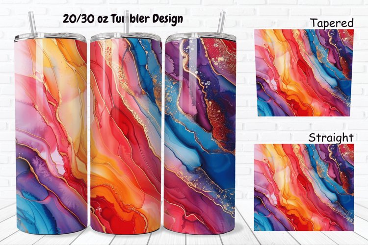 3D Abstract Boho Alcohol Ink 20/30oz Skinny Tumbler