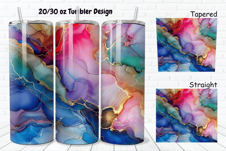 3D Abstract Boho Alcohol Ink 20/30oz Skinny Tumbler