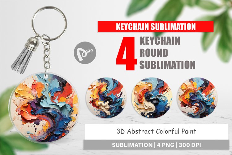 Keychain 3D Abstract Paint Colorful