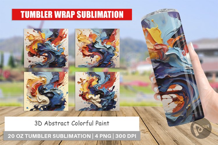 Tumbler Wrap 3D Abstract Paint Colorful