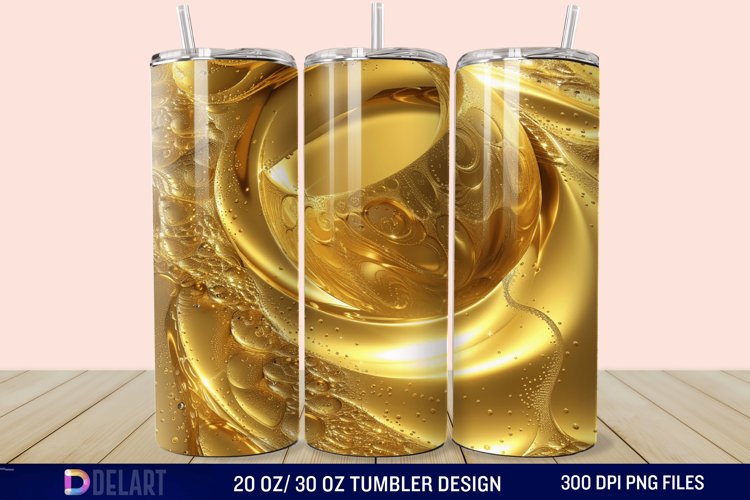 3D Abstract Golden Moon Tumbler Wrap