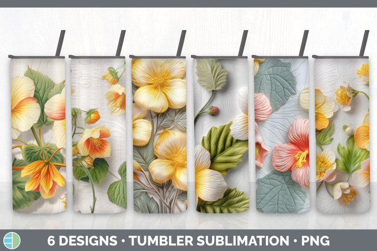 3D Abutilon Flowers Tumbler | Sublimation 20 oz Skinny Tumbl
