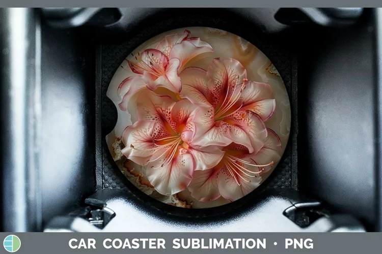 3D Agate Flowers Azalea Car Coaster Sublimation Coaster Desi