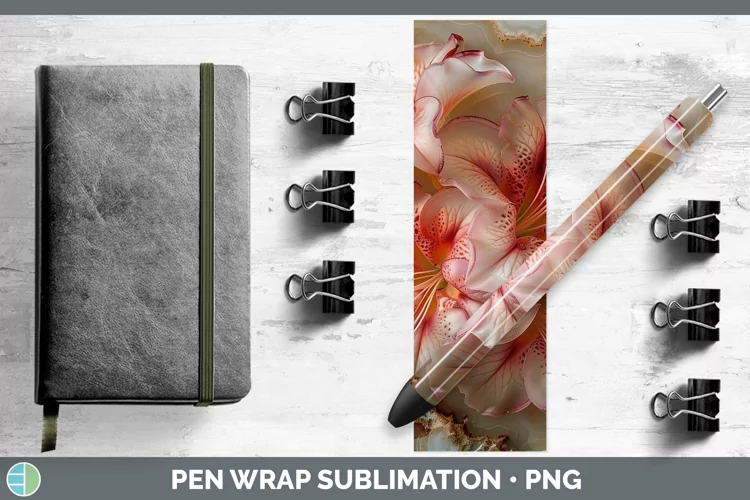3D Agate Flowers Azalea Pen Wrap Sublimation Epoxy Pen Desig