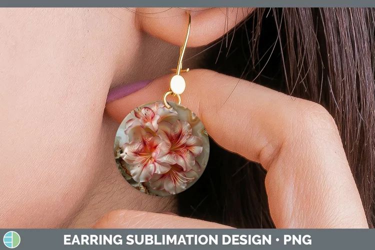 3D Agate Flowers Azalea Round Earrings Sublimation Earrings