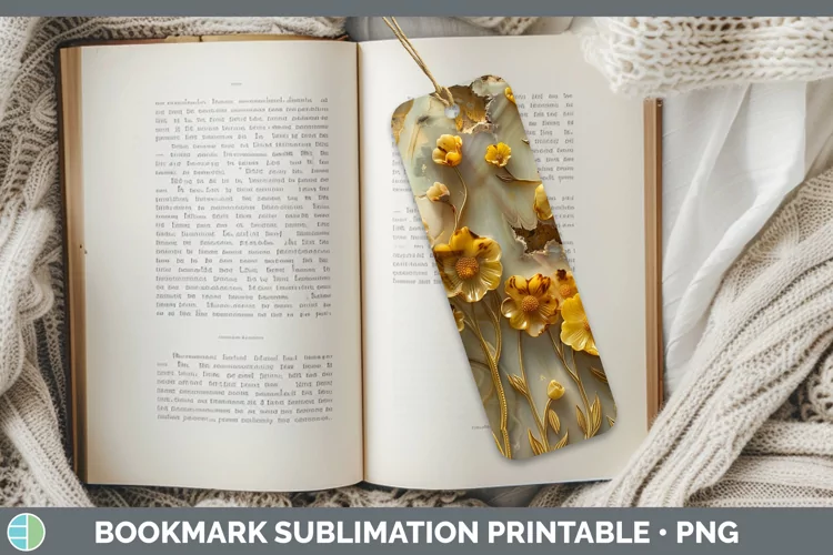 3D Agate Flowers Buttercup Bookmark Sublimation Printable De