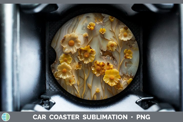 Gorgeous3D Agate Flowers Car Coaster design.