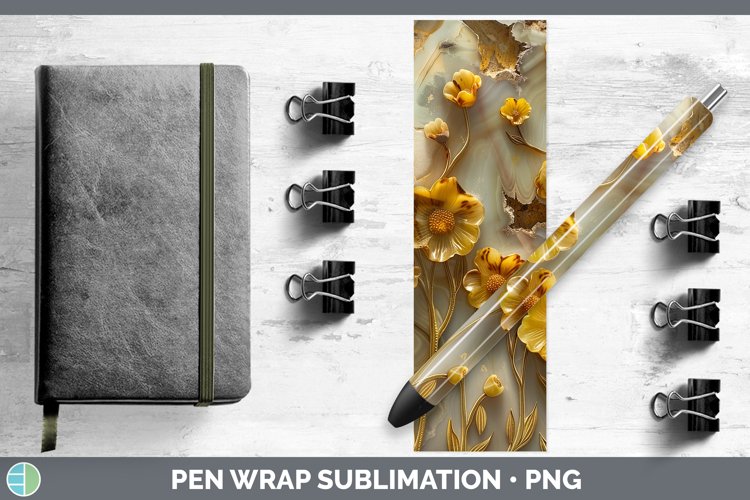 Gorgeous3D Agate Flowers Pen Wrap design.