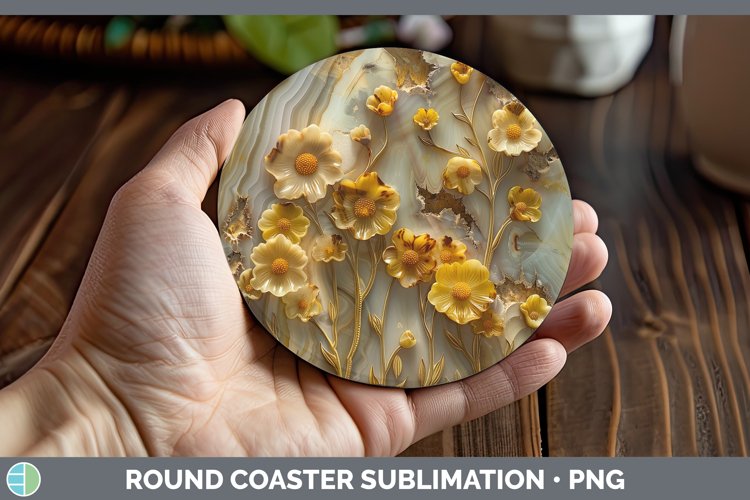 Gorgeous3D Agate Flowers Round Coaster design.