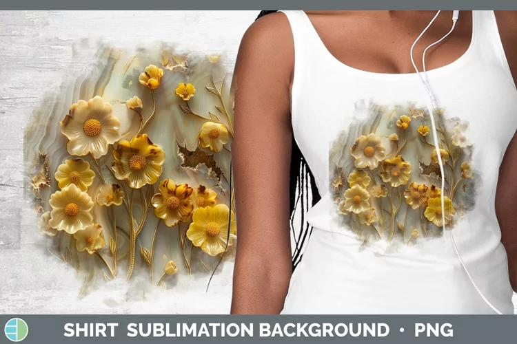 3D Agate Flowers Buttercup Shirt Sublimation Sublimation Bac