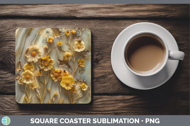 Gorgeous3D Agate Flowers Square Coaster design.