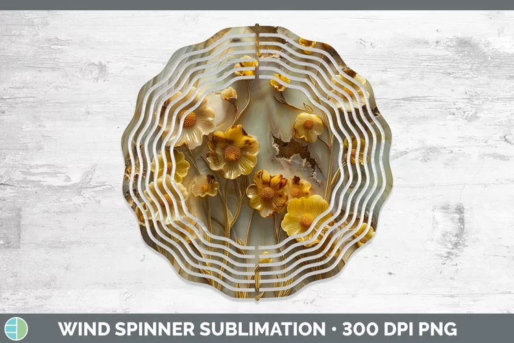 3D Agate Flowers Buttercup Wind Spinner Sublimation Spinner