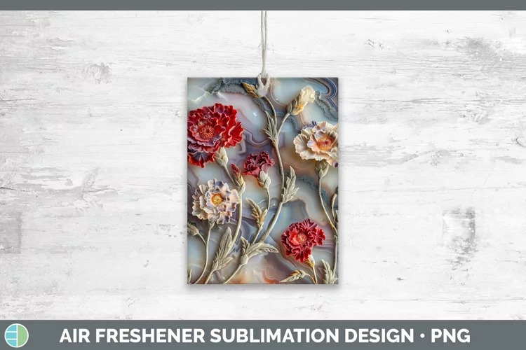 3D Agate Flowers Carnation Air Freshener Sublimation Car Fre