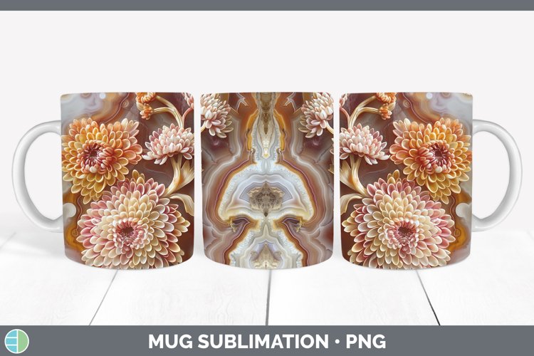 Gorgeous3D Agate Flowers Mug Wrap design.