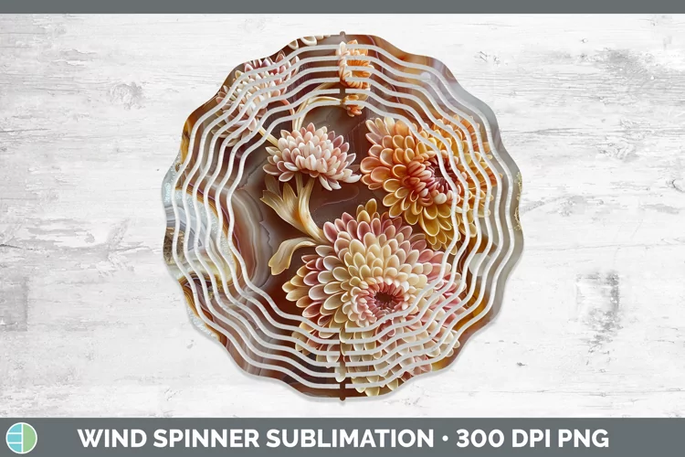 3D Agate Flowers Chrysanthemum Wind Spinner Sublimation Spin