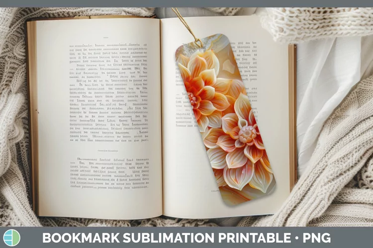 3D Agate Flowers Dahlia Bookmark Sublimation Printable Desig
