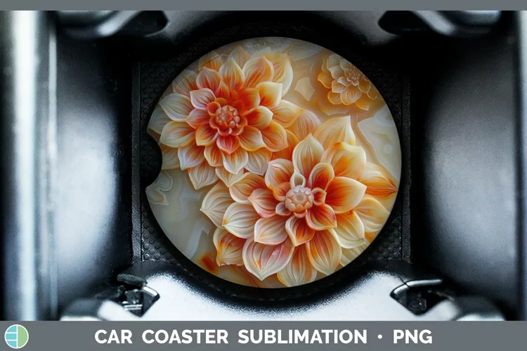 3D Agate Flowers Dahlia Car Coaster Sublimation Coaster Desi