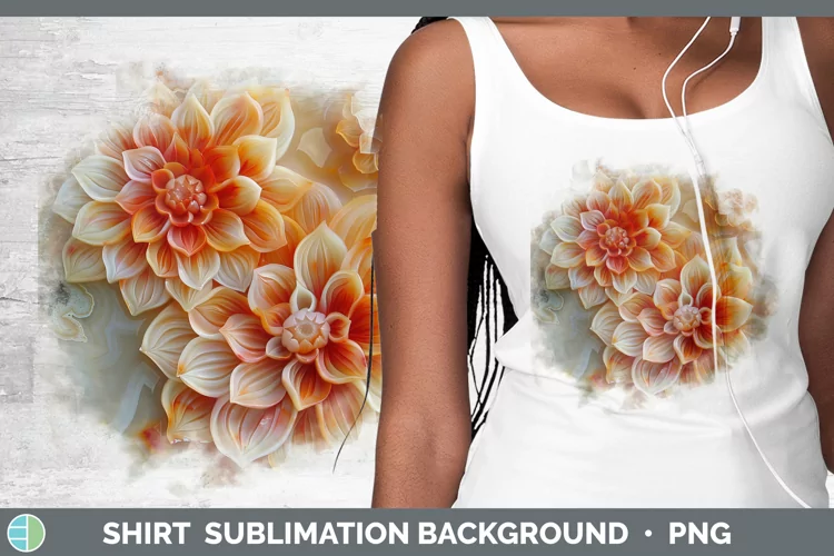 3D Agate Flowers Dahlia Shirt Sublimation Sublimation Backgr