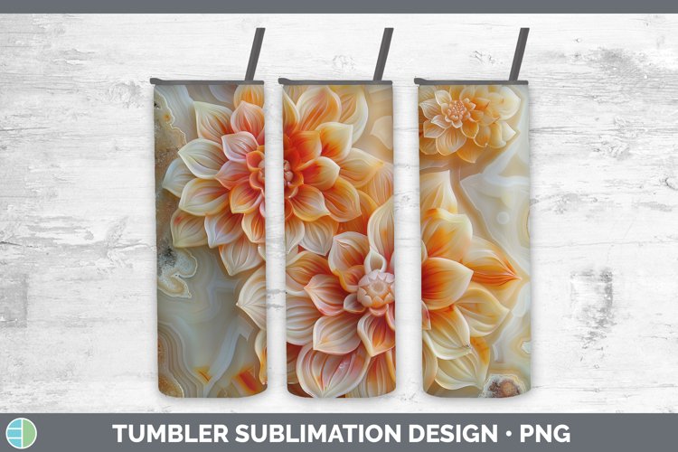 3D Agate Flowers Dahlia Tumbler Sublimation 20 oz Skinny Tum