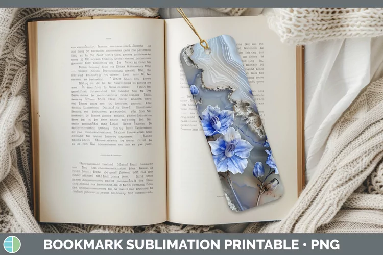 3D Agate Flowers Delphinium Bookmark Sublimation Printable D