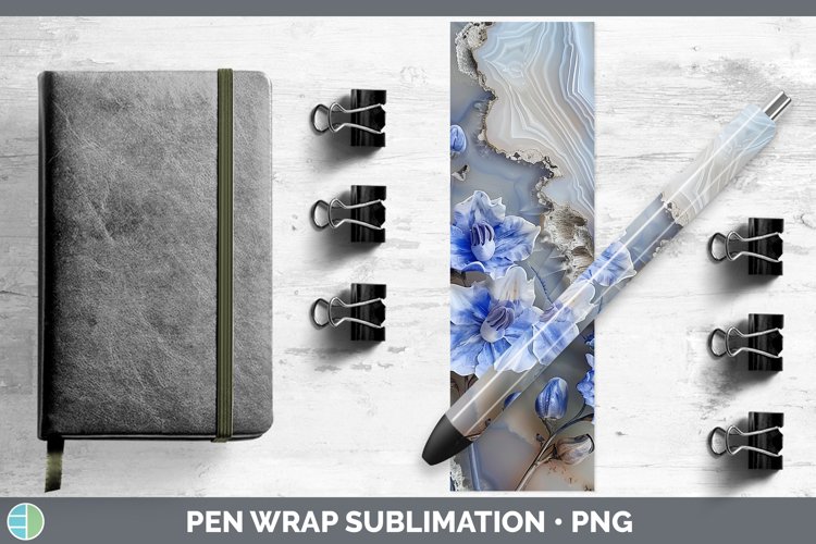Gorgeous3D Agate Flowers Pen Wrap design.