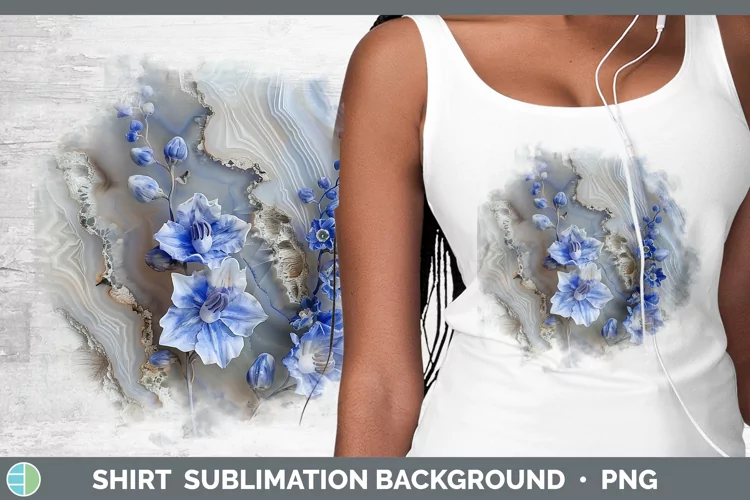 3D Agate Flowers Delphinium Shirt Sublimation Sublimation Ba