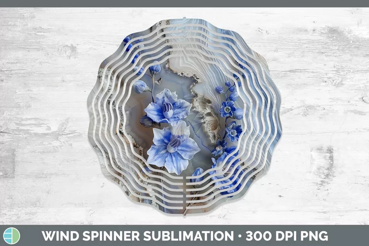 3D Agate Flowers Delphinium Wind Spinner Sublimation Spinner