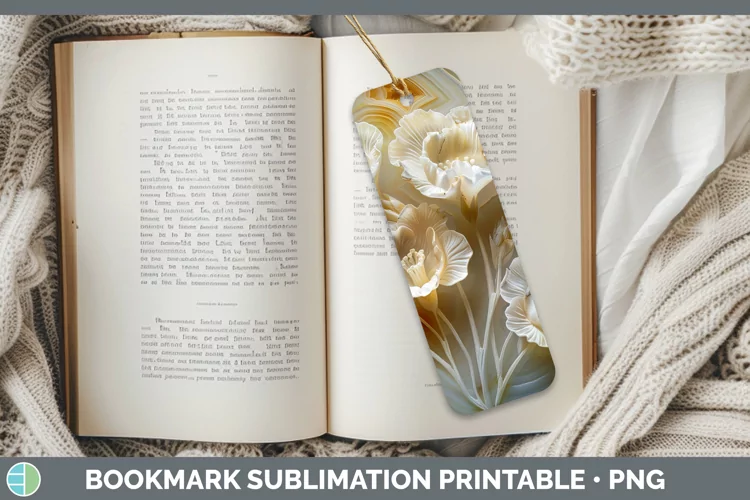 3D Agate Flowers Freesia Bookmark Sublimation Printable Desi