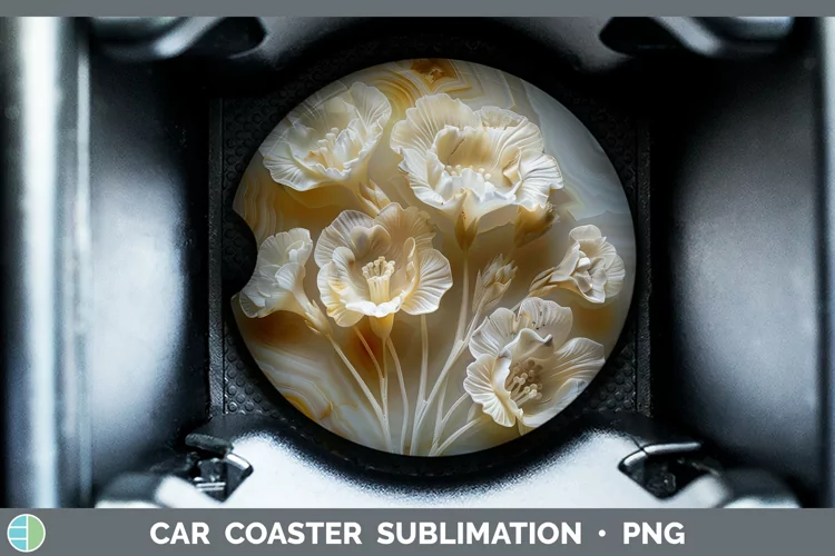 3D Agate Flowers Freesia Car Coaster Sublimation Coaster Des