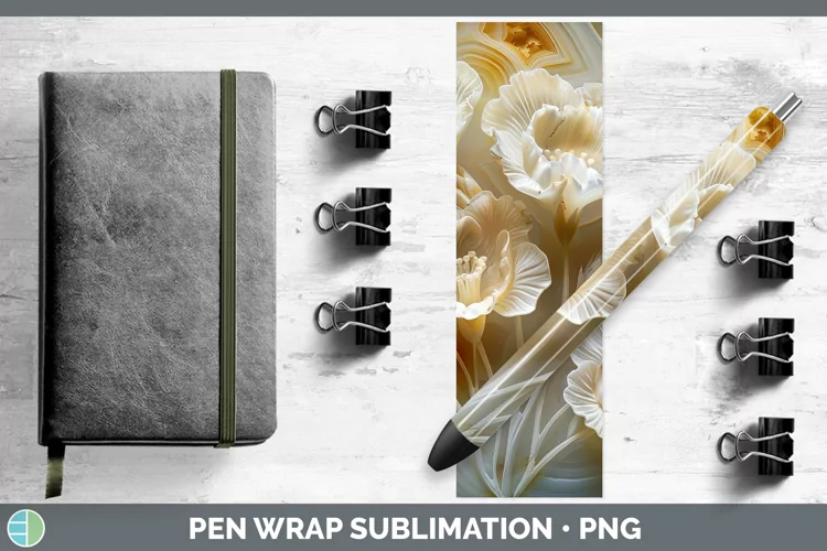 3D Agate Flowers Freesia Pen Wrap Sublimation Epoxy Pen Desi