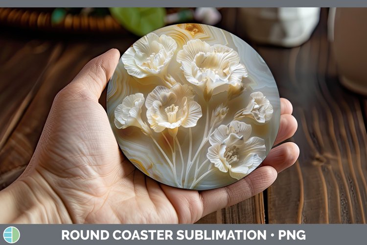Gorgeous3D Agate Flowers Round Coaster design.