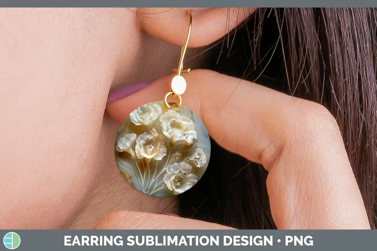 3D Agate Flowers Freesia Round Earrings Sublimation Earrings