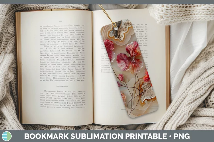 3D Agate Flowers Geranium Bookmark Sublimation Printable Des