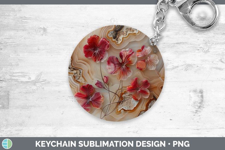 Gorgeous3D Agate Flowers Keychain design.