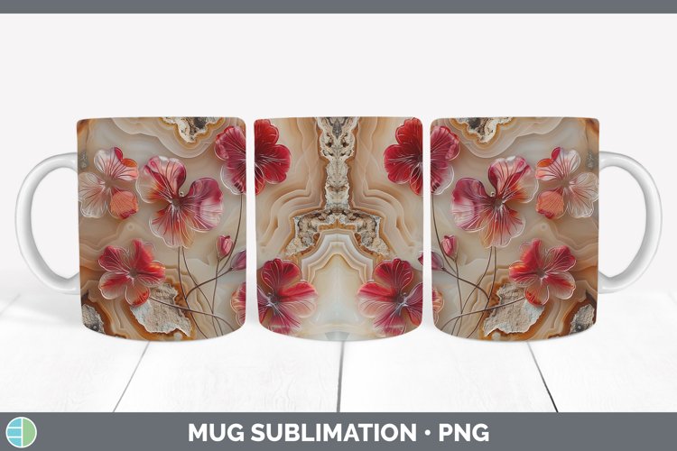 Gorgeous3D Agate Flowers Mug Wrap design.