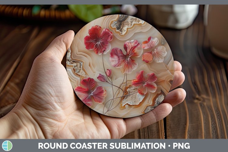 Gorgeous3D Agate Flowers Round Coaster design.