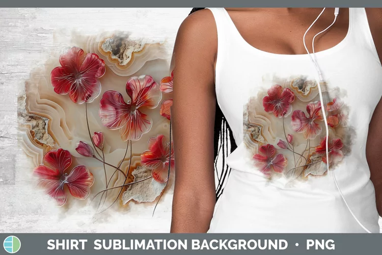 3D Agate Flowers Geranium Shirt Sublimation Sublimation Back