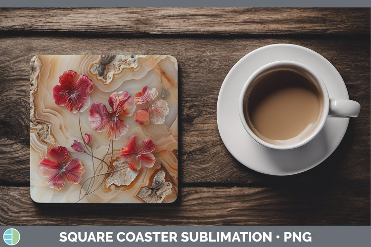 Gorgeous3D Agate Flowers Square Coaster design.