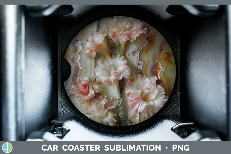 3D Agate Flowers Gladiolus Car Coaster Sublimation Coaster D