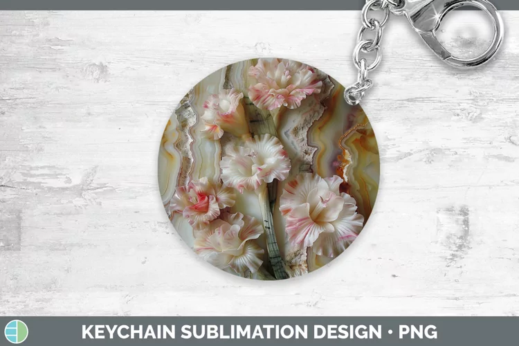 3D Agate Flowers Gladiolus Keychain Sublimation Keyring Desi