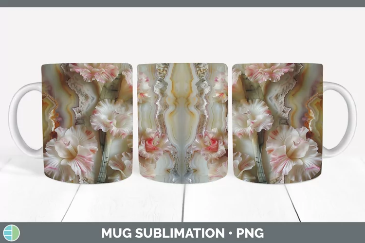 3D Agate Flowers Gladiolus Mug Wrap Sublimation Coffee Cup D